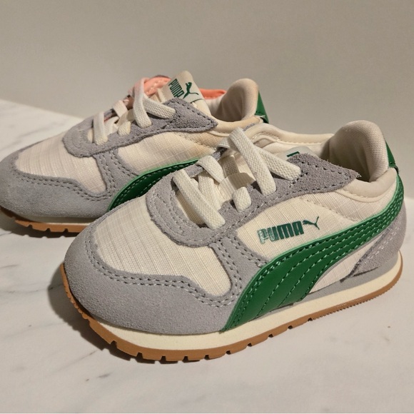 Puma Other - Puma Toddler Sneakers Size 4C Gray White & Green Retro Style | Fun  Play Shoes